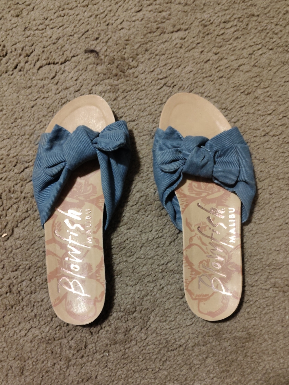 Blowfish Women's Blue Denim Knot Slide Sandals